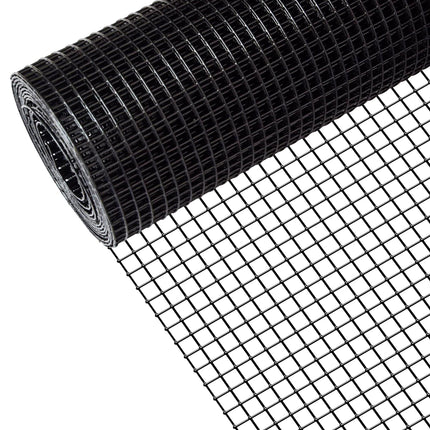48" x 50' 1/2inch PVC Hardware Cloth Vinyl Coated Chicken Wire Fence Galvanized Welded Mesh Roll for Home Garden Rabbit Cage, Black-PVC