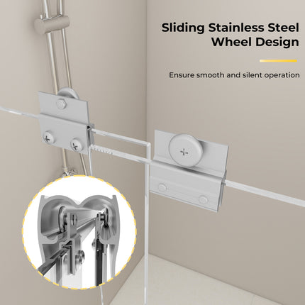 56"-60" W x 72" H Double Sliding Shower Door, Sliding Shower Door with 1/4" (6mm) Thick Clear Tempered Glass, Silent Soft-Close Shatterproof Door, Stainless Steel Handle, Chrome