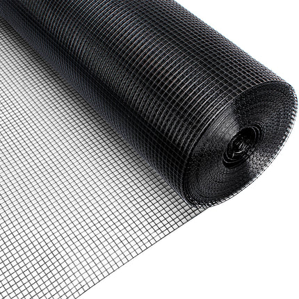 24" x 50' / 24" x 100' 1/4inch PVC Hardware Cloth Vinyl Coated Chicken Wire Fence Galvanized Welded Mesh Roll for Home Garden Rabbit Cage, Black-PVC
