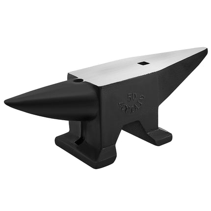 110 Lbs Cast Steel Anvils for Blacksmithing, Forging Tools, High Hardness Rugged Round Horn & Hole with Large Countertop for Bending & Shaping Suit Forging, Forming Metal-Black