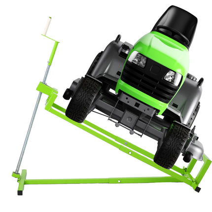 Lawn Mower Lift Jack, Foldable Lift for Riding Lawn Mowers and Garden Tractors, Mower Jack with Manual and Electric Dual Handles, 900 Lbs Weight Capacity, Green