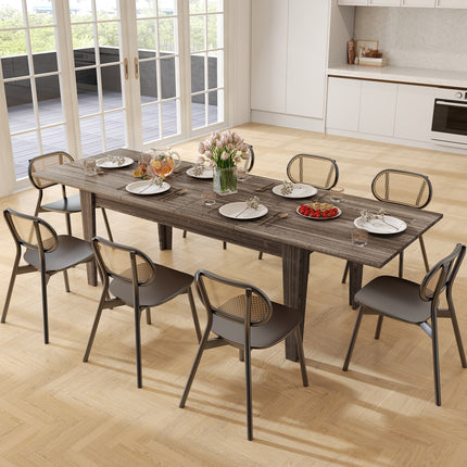 Expandable Dining Table, Large Wood Dining Table for 6-12, 70.87"-106.5" Modern Rectangular Long Kitchen Table with Metal Track for Kitchen, Living Room, Office-Brown