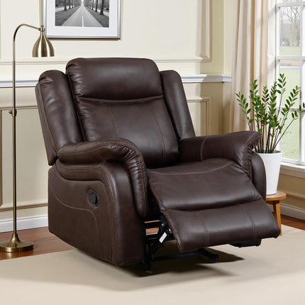 Adjustable Recliner Sofa Set, 2-Piece Reclining Couch (1+3, 2+3), Single Seat Recliner & Sofa Set with PU Leather, Cup Holders, Ergonomic Backrest & Angle Adjustment for Living Room & Office, Brown Seat