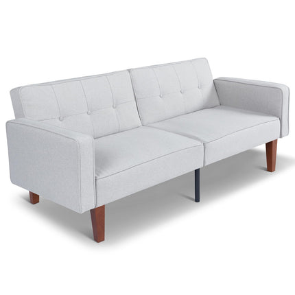 Futon Sofa Bed Futon Couch Loveseat, Convertible Recliner Lounge with Adjustable Backrest, Foam and Spring Cushions for Living Room Apartment Office, Light Gray, Fabric