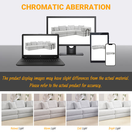 Oversized Upholstered Sectional Sofa Couch Set,Modular 118.2" L Shaped Floor Living Room Sofa Set With 6 Pillows,DIY Combination Sofa Couch for living rooms, apartments,bedrooms,Beige/White