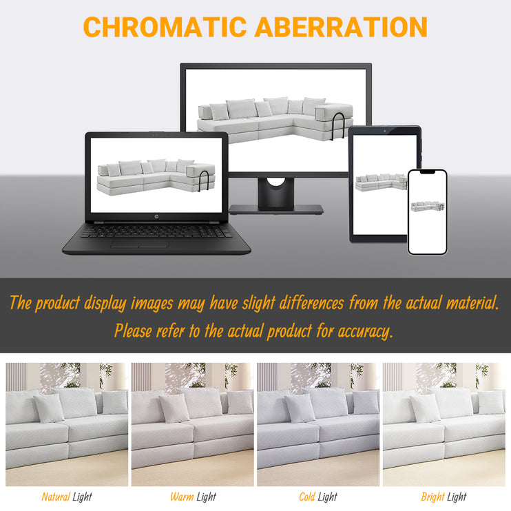 Oversized Upholstered Sectional Sofa Couch Set,Modular 118.2" L Shaped Floor Living Room Sofa Set With 6 Pillows,DIY Combination Sofa Couch for living rooms, apartments,bedrooms,Beige/White