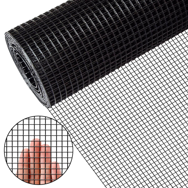 48" x 50' Hardware Cloth Black Vinyl Coated Chicken Wire Fence PVC Welded Mesh Roll for Home Garden Rabbit Cage