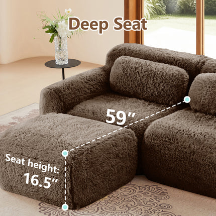 U-shaped Boneless Sofa,32D High Density Sponge Bottom,Anti-Slip Design,No Assembly Required,Ergonomic Design,Free Combination Full-compression Vacuum Packaging,For Living Rooms,Studies, Chocolate
