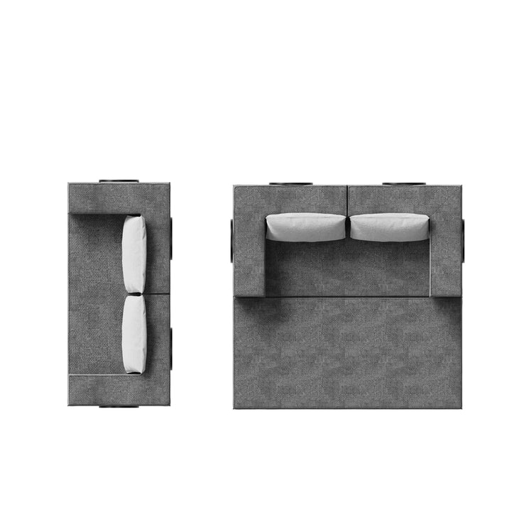 80" Convertible Couch Bed with 2 Pillows, 3-Seat Folding Floor Couch & King Size Bed Mattress, DIY Combination,Chenille,GREY