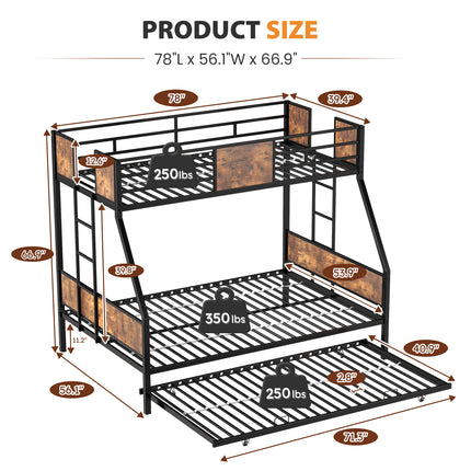 Twin Over Full Size Bunk Bed for Boys Girls Adults