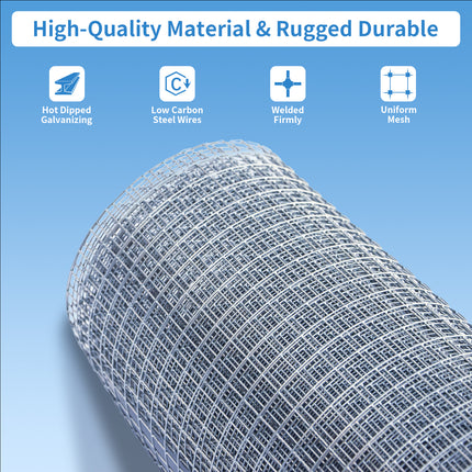 60" x 100' Hardware Cloth Galvanized Chicken Fencing Metal Wire Mesh Roll for Garden Pet Cage Rabbit Barrier, Silver