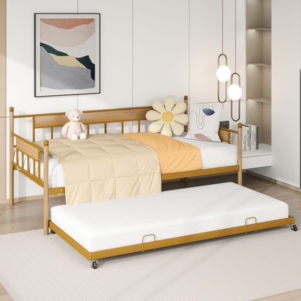 Twin Daybed with Trundle, Sofa Bed Frame for Kids Teens