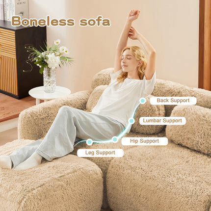 U-shaped Boneless Sofa 32D High Density Sponge Bottom Anti-Slip Design,No Assembly Required Ergonomic Design,Free Combination Full-compression Vacuum Packaging,For Living Rooms,Chcolate,Light Khaki