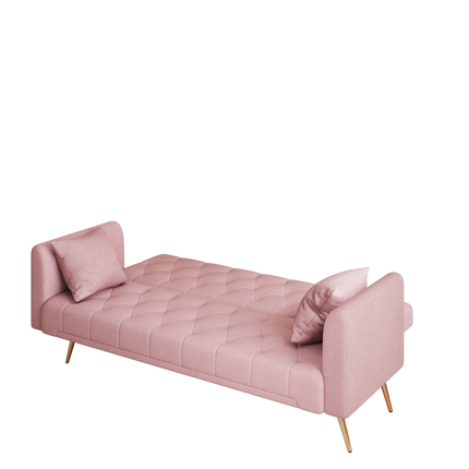 71 inch convertible love seat sofa, American retro pink velvet, suitable for small living room, bedroom, office