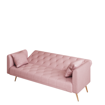 71 inch convertible love seat sofa, American retro pink velvet, suitable for small living room, bedroom, office