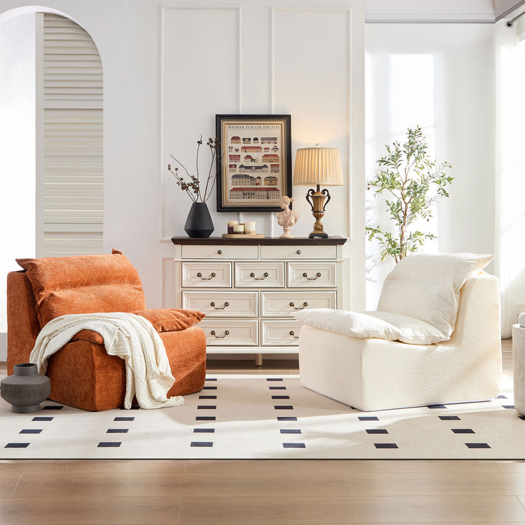 Single Chair Sofa Lounge Chair With Backrest Fully Compressed Sofa Suitable For Living Room, Bedroom, Polyester,ORANGE