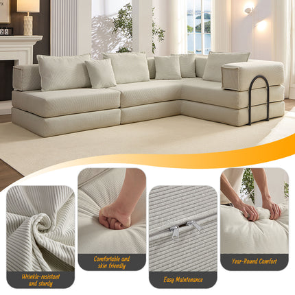 Oversized Upholstered Sectional Sofa Couch Set,Modular 118.2" L Shaped Floor Living Room Sofa Set With 6 Pillows,DIY Combination Sofa Couch for living rooms, apartments,bedrooms,Light Grey