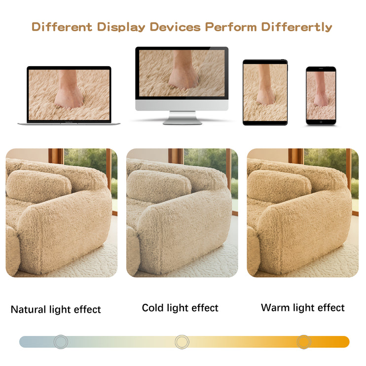 U-shaped Boneless Sofa 32D High Density Sponge Bottom Anti-Slip Design,No Assembly Required Ergonomic Design,Free Combination Full-compression Vacuum Packaging,For Living Rooms,Chcolate,Light Khaki