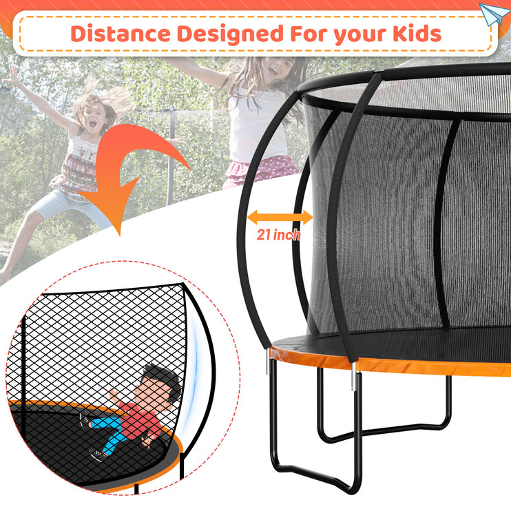 16ft Orange Trampoline with a Basketball Hoop, a Sprinkler & 5 Stakes