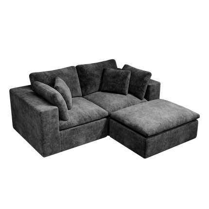 78.8*68.9"Modular sectional sofa seat,Upholstered compressed couch for living room,Bedroom,Apartment,No assembly required,3PC free combination,Plush corduroy fabric,GREY