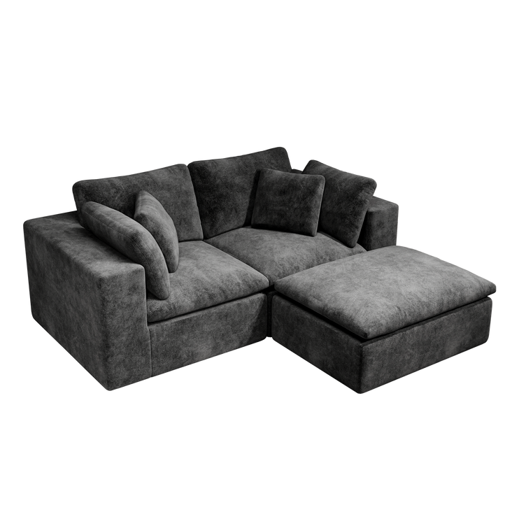 78.8*68.9"Modular sectional sofa seat,Upholstered compressed couch for living room,Bedroom,Apartment,No assembly required,3PC free combination,Plush corduroy fabric,GREY