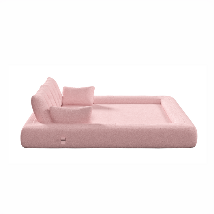 Human Dog Bed, Lazy Sofa Couch, 78.7" Multi-Functional Foldable Sofa Bed, 3-in-1 Teddy Fabric Foam-Filled Sleeper Sofa Bed for Living Room,Guest Bed,Playroom,Pink