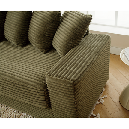 Oversized Two-Piece Couches, L Shaped Sofa, Corduroy, Left Chaise Daybed,with Armrests,Eight Throw Pillows,Corner Sofa,Easy To Assemble, Green