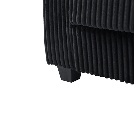 4-seater Corduroy Sofa Couch 133" Modern Sofa with USB Ports, Hidden Storage Arms, Flip-Top Cup Holders for Living Room, Black