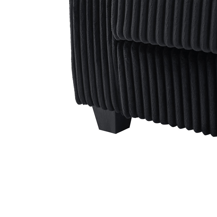 4-seater Corduroy Sofa Couch 133" Modern Sofa with USB Ports, Hidden Storage Arms, Flip-Top Cup Holders for Living Room, Black