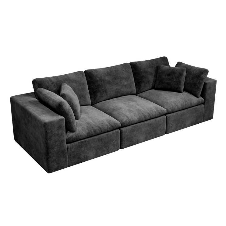 108.3*39.4"Modular sectional sofa seat,Upholstered compressed couch for living room,Bedroom,Apartment,No assembly required,3PC free combination,Plush corduroy fabric,GREY