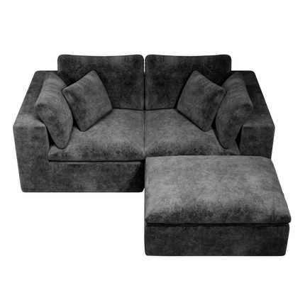 78.8*68.9"Modular sectional sofa seat,Upholstered compressed couch for living room,Bedroom,Apartment,No assembly required,3PC free combination,Plush corduroy fabric,GREY