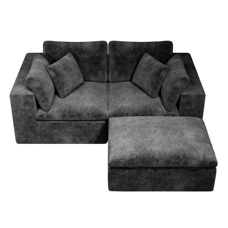 78.8*68.9"Modular sectional sofa seat,Upholstered compressed couch for living room,Bedroom,Apartment,No assembly required,3PC free combination,Plush corduroy fabric,GREY