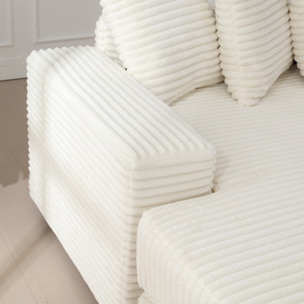 Oversized Two-Piece Couches, L Shaped Sofa, Corduroy, Left Chaise Daybed,with Armrests,Eight Throw Pillows,Corner Sofa,Easy To Assemble, Beige