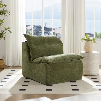 Single Chair Sofa Lounge Chair With Backrest Fully Compressed Sofa Suitable For Living Room, Bedroom, Polyester,GREEN