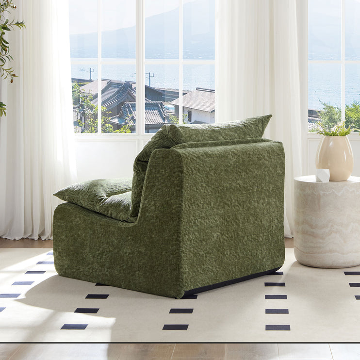 Single Chair Sofa Lounge Chair With Backrest Fully Compressed Sofa Suitable For Living Room, Bedroom, Polyester,GREEN