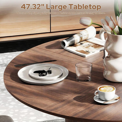 Zevemomo 47.32 inch Circle Dining Table for 4(Table Only), Round Kitchen Table with Storage Shelf and Doors for Kitchen, Living Room, Restaurants