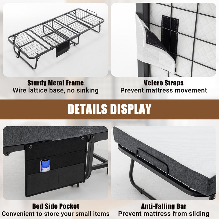 75” x 31” / 75” x 38” / 75” x 45” Folding Bed with 5" Mattress for Adults