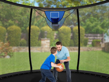 12ft /14ft Black Trampoline with a Basketball Hoop