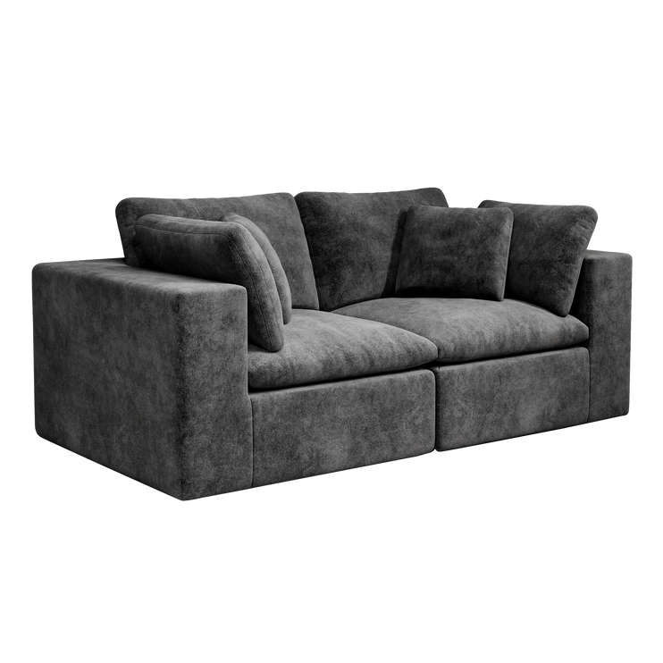 78.8*39.4"Modular sectional sofa seat,Upholstered compressed couch for living room,Bedroom,Apartment,No assembly required,2PC free combination,Plush corduroy fabric,GREY