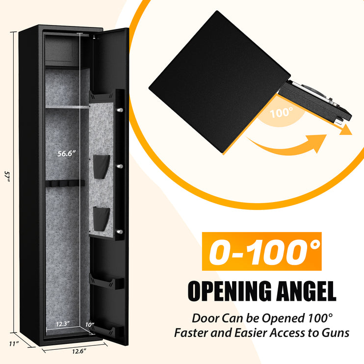 3-5 Gun Safe, Rifle Safes Long Gun Safe for Home, Quick & Easy Access Safes for Shotguns, Gun Cabinets for Home Rifle and Pistols with LCD Display & Adjustable Gun Rack