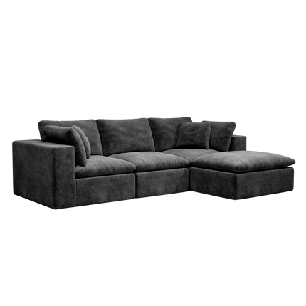 108.3*68.9"Modular sectional sofa seat,Upholstered compressed couch for living room,Bedroom,Apartment,No assembly required,4PC free combination,Plush corduroy fabric,GREY