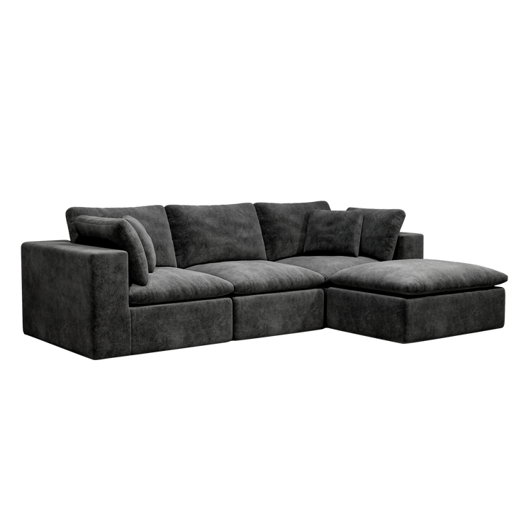 108.3*68.9"Modular sectional sofa seat,Upholstered compressed couch for living room,Bedroom,Apartment,No assembly required,4PC free combination,Plush corduroy fabric,GREY