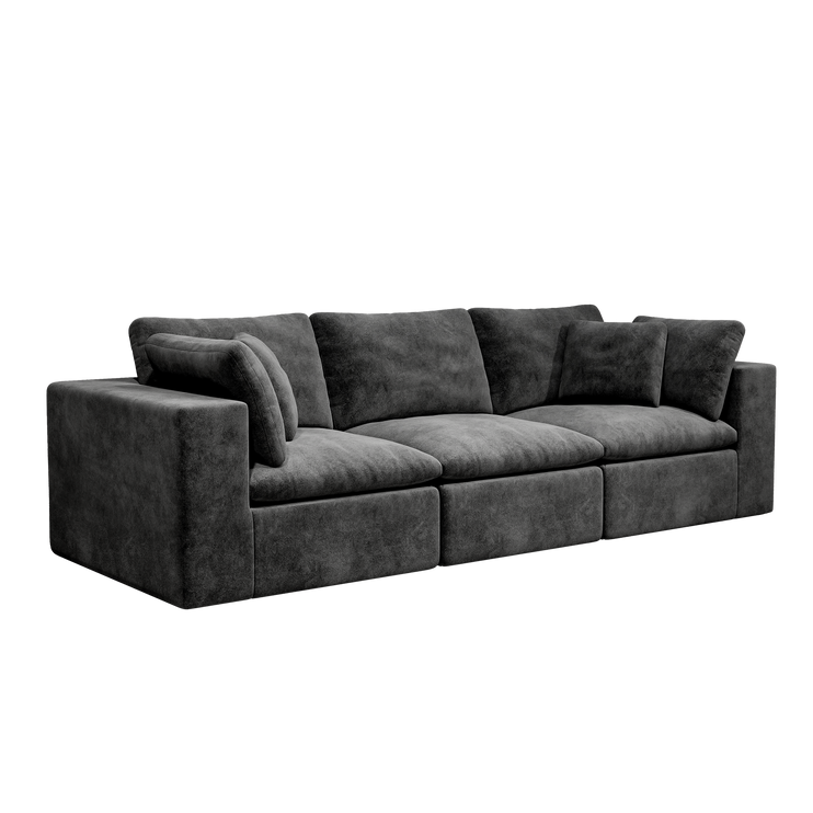 108.3*39.4"Modular sectional sofa seat,Upholstered compressed couch for living room,Bedroom,Apartment,No assembly required,3PC free combination,Plush corduroy fabric,GREY