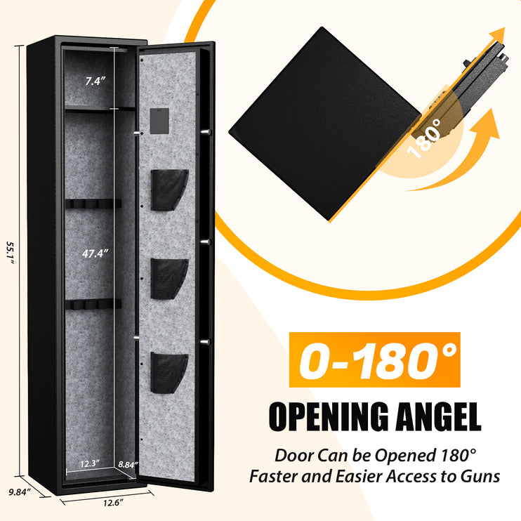 3-5 Gun Safes, Rifle Safe Long Gun Safe for Home, Quick & Easy Access Gun Cabinets for Home Rifle and Pistols with Removable Shelf & Adjustable Racks