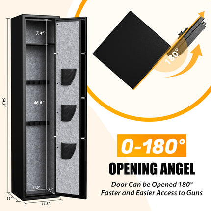 3-5 Gun Safes, Rifle Safe Long Gun Safe for Home, Quick & Easy Access Gun Cabinets for Home Rifle and Pistols with LED Light & Adjustable Racks