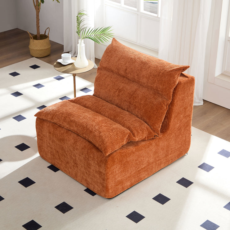 Single Chair Sofa Lounge Chair With Backrest Fully Compressed Sofa Suitable For Living Room, Bedroom, Polyester,ORANGE