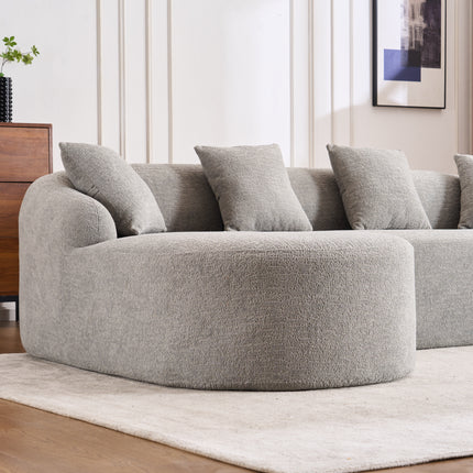 Boneless L-Shape Sectional Sofa with Curved Chaise,Grey Modular Chenille Compression Couch,30D High-Density Foam,Minimalist Modular Couches Sleeper for Living Room Bedroom Apartment Lounge