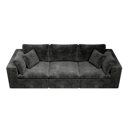 108.3*39.4"Modular sectional sofa seat,Upholstered compressed couch for living room,Bedroom,Apartment,No assembly required,3PC free combination,Plush corduroy fabric,GREY