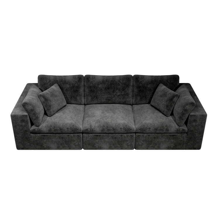 108.3*39.4"Modular sectional sofa seat,Upholstered compressed couch for living room,Bedroom,Apartment,No assembly required,3PC free combination,Plush corduroy fabric,GREY