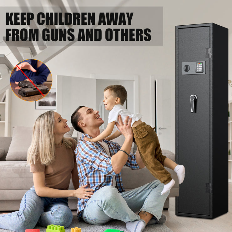 3-5 Gun Safes, Rifle Safe Long Gun Safe for Home, Quick & Easy Access Gun Cabinets for Home Rifle and Pistols with Removable Shelf & Adjustable Racks